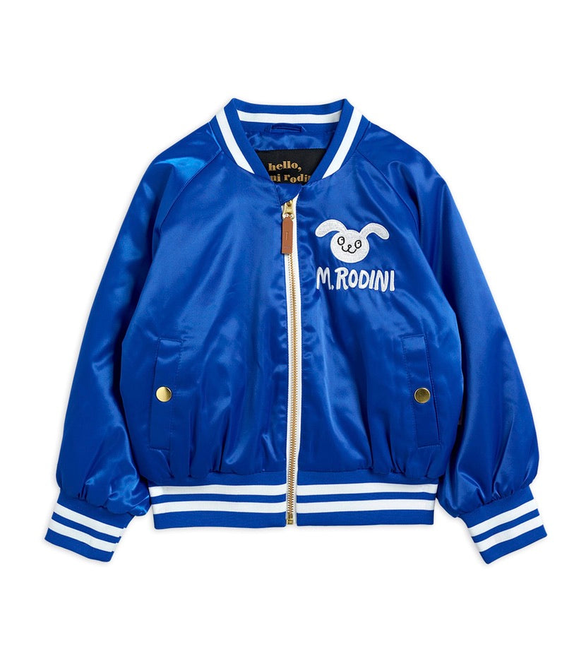 Blue satin shop baseball jacket