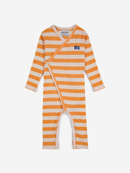 BABY YELLOW STRIPES WRAP OVERALL