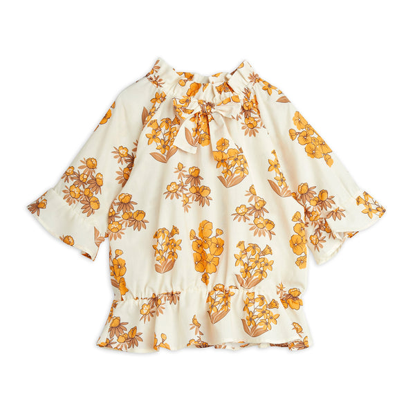 FLOWERS WOVEN BOW BLOUSE