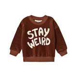 STAY WEIRD TERRY SWETSHIRT, BROWN